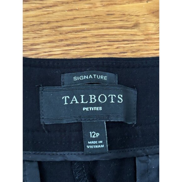 Talbots Womens Signature Cropped Pants Size 12p Petite Black Stretch Rayon - Picture 2 of 4
